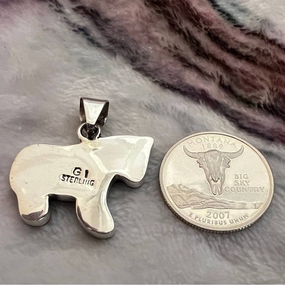 ❤️ Zuni Inlaid Galaxy Native Signed “GI” 925 Horse / Pony Pendant New Mexico - Picture 4 of 13